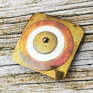 Vintage Artisan Made Square Brass Copper Silver Belt Buckle